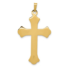 14K Textured and Polished Fleur de lis Cross Pendant