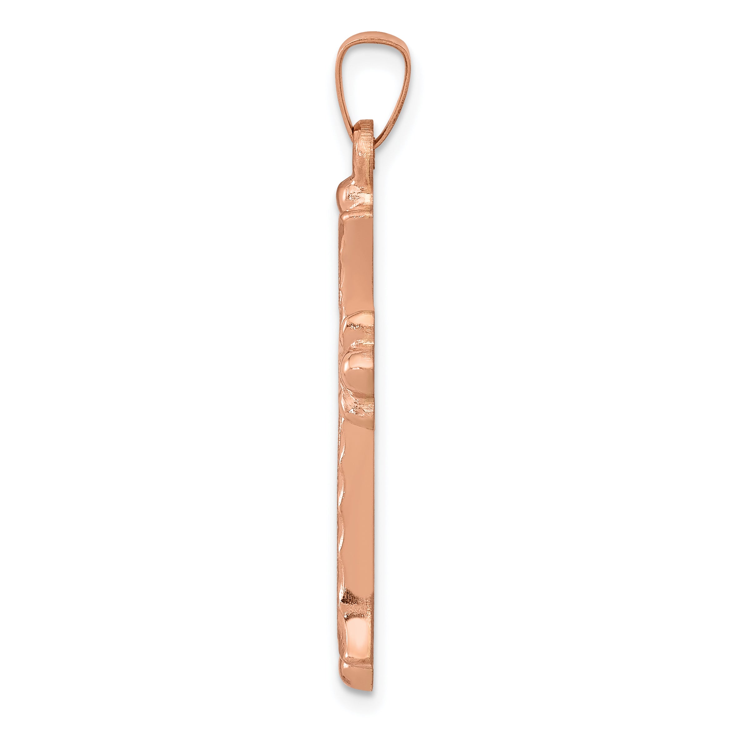 14K Rose Gold Brushed and Polished Budded Cross Pendant