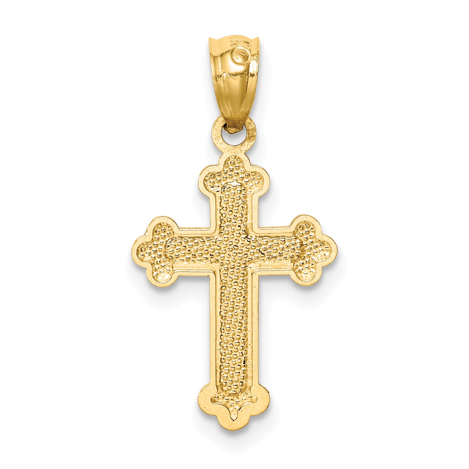 14K Gold Polished Small Budded Cross