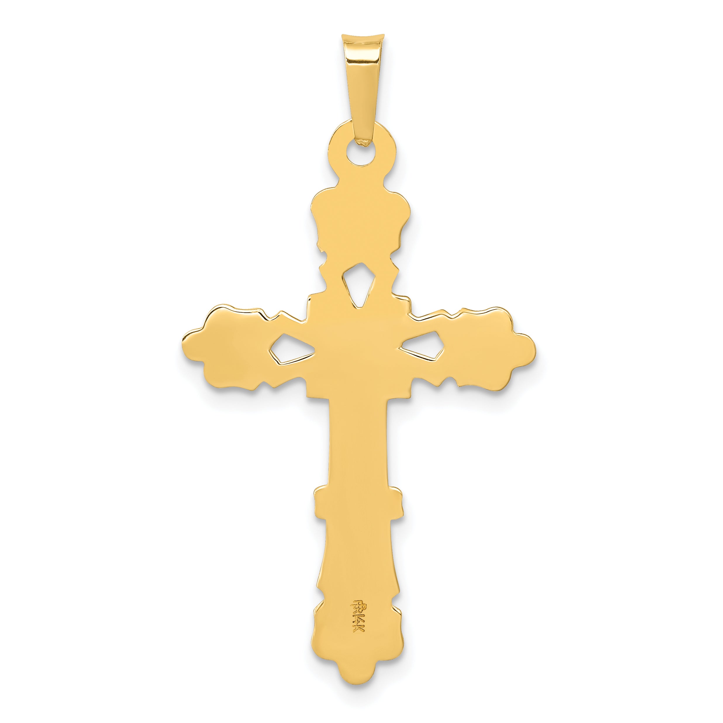 14K Polished Budded Cross Pendant