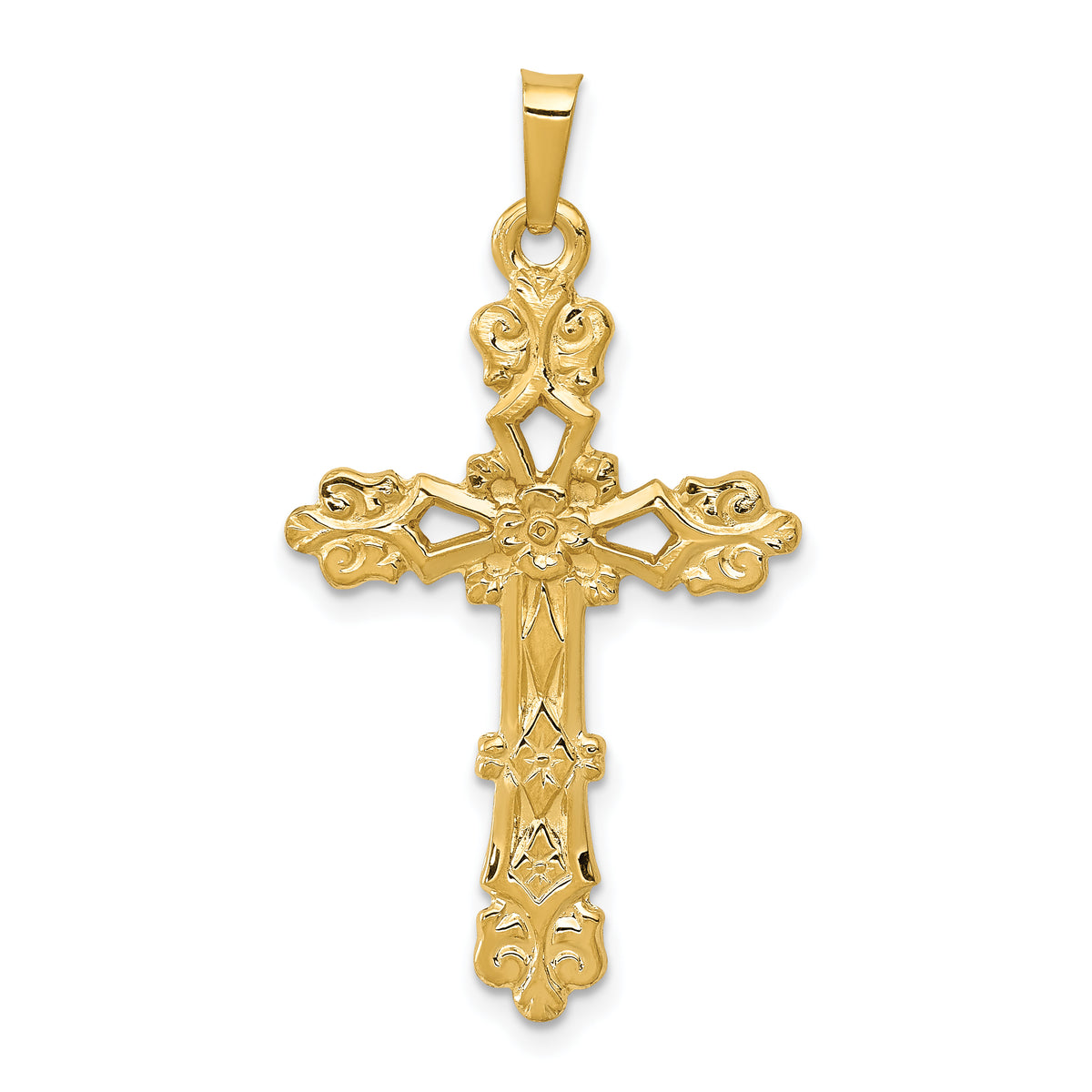 14k Polished Budded Cross Pendant