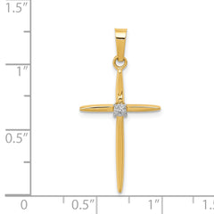 14K Diamond Polished Passion Cross Pendant