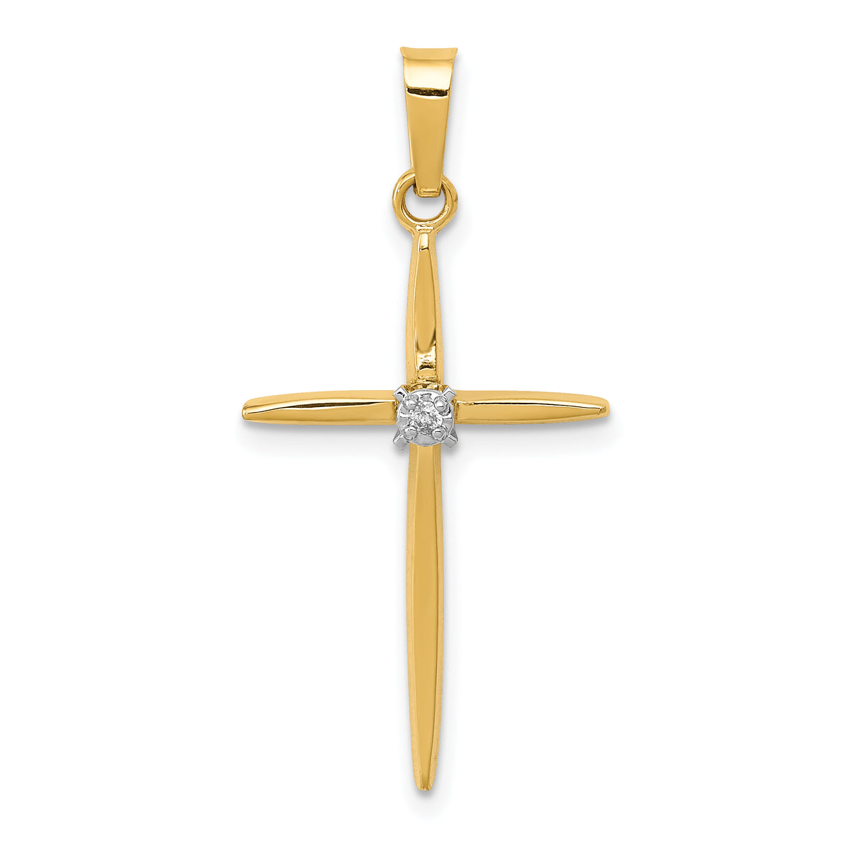 14k Diamond Polished Passion Cross Pendant