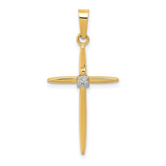 14k Diamond Polished Passion Cross Pendant