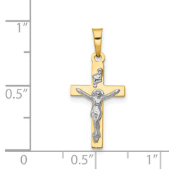 14K Polished INRI Crucifix Cross Pendant