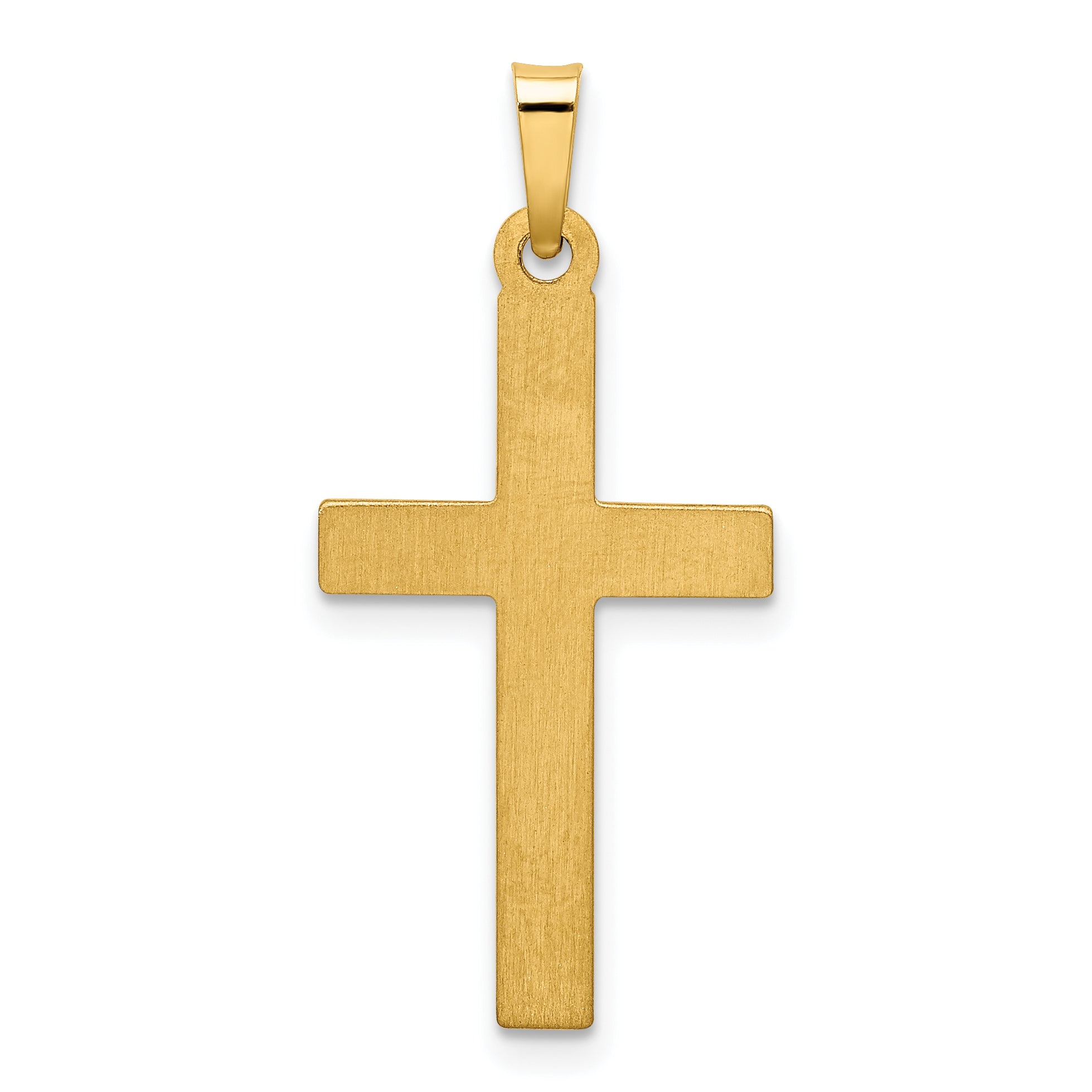 14K  Polished Lattice Textured Cross Pendant