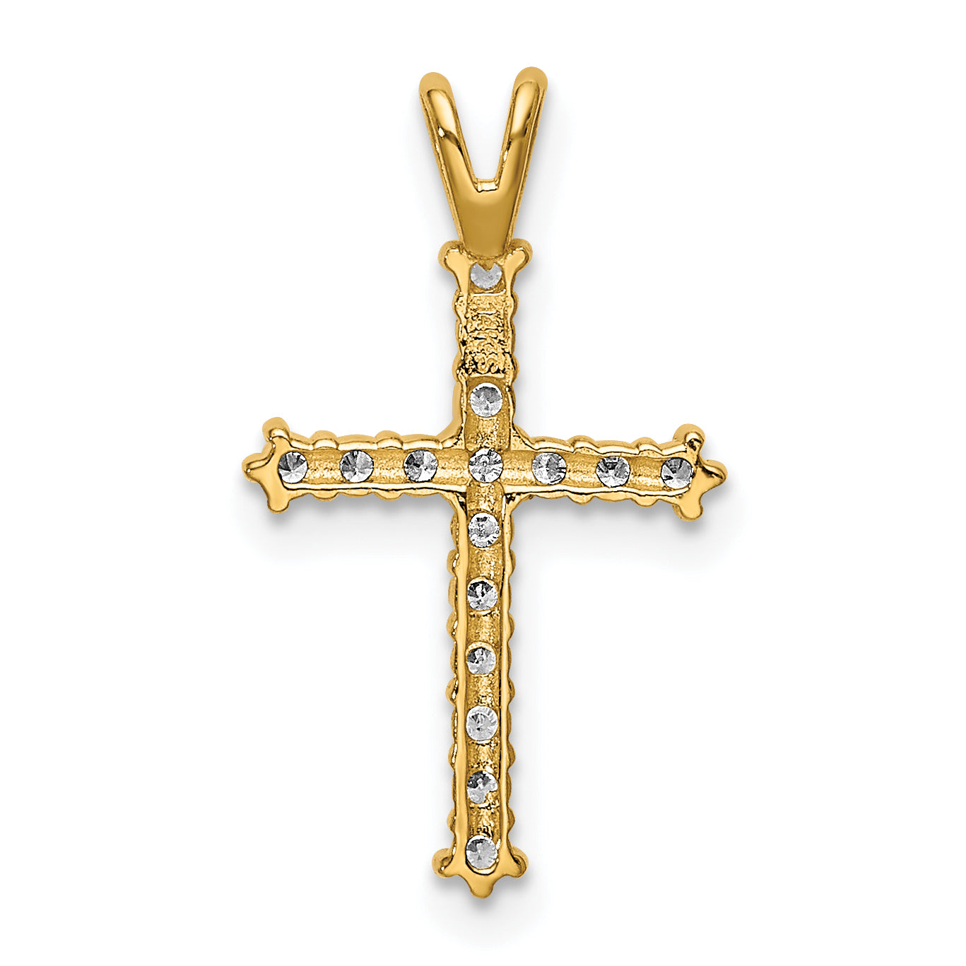 14K Polished CZ Cross Chain Slide