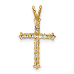 14K Polished CZ Cross Chain Slide