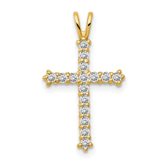 14k Polished CZ Cross Chain Slide