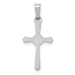 14K White Gold Polished Center Flower Cross Pendant