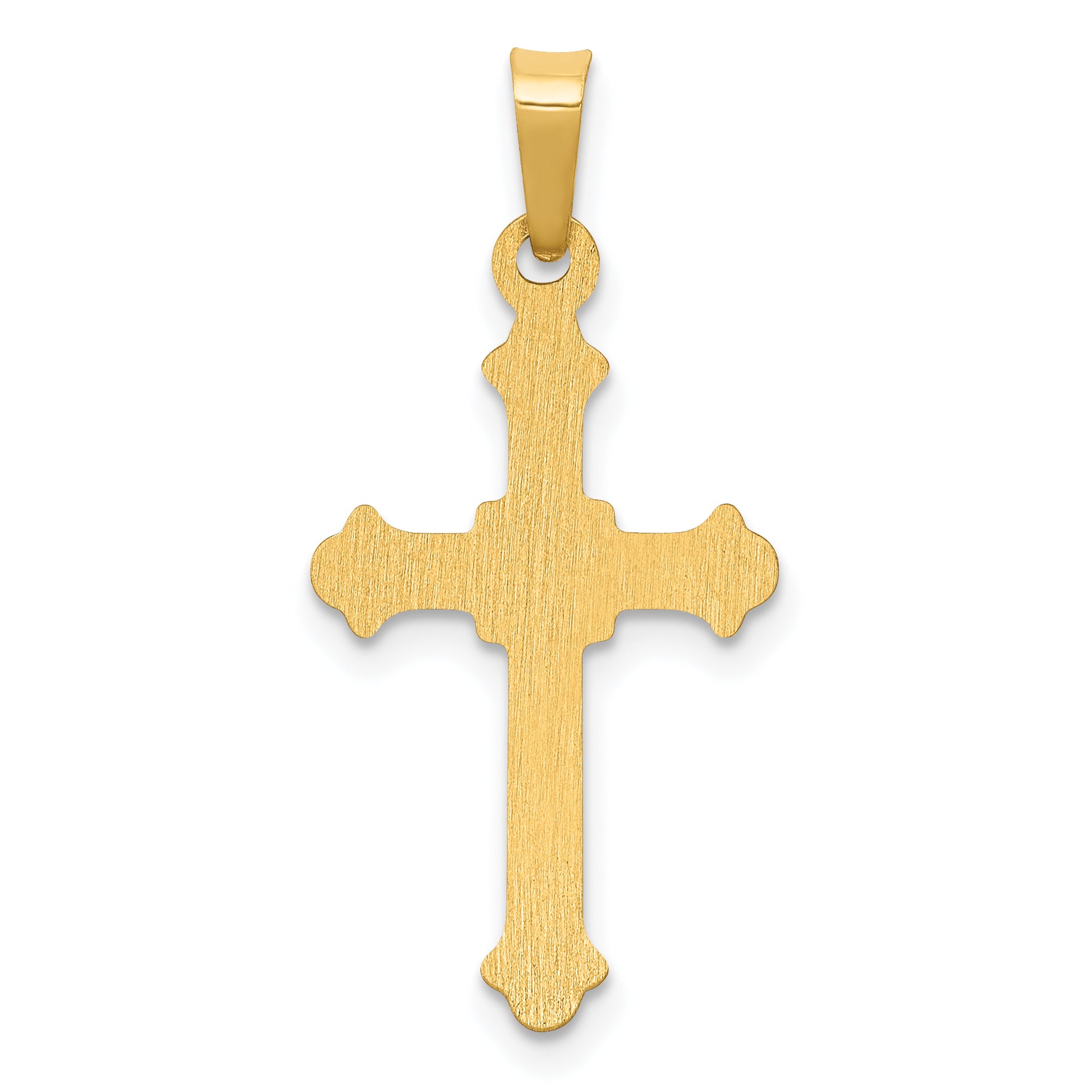 14K Polished Fleur de Lis Cross Pendant