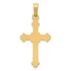 14K Polished Fleur de Lis Cross Pendant