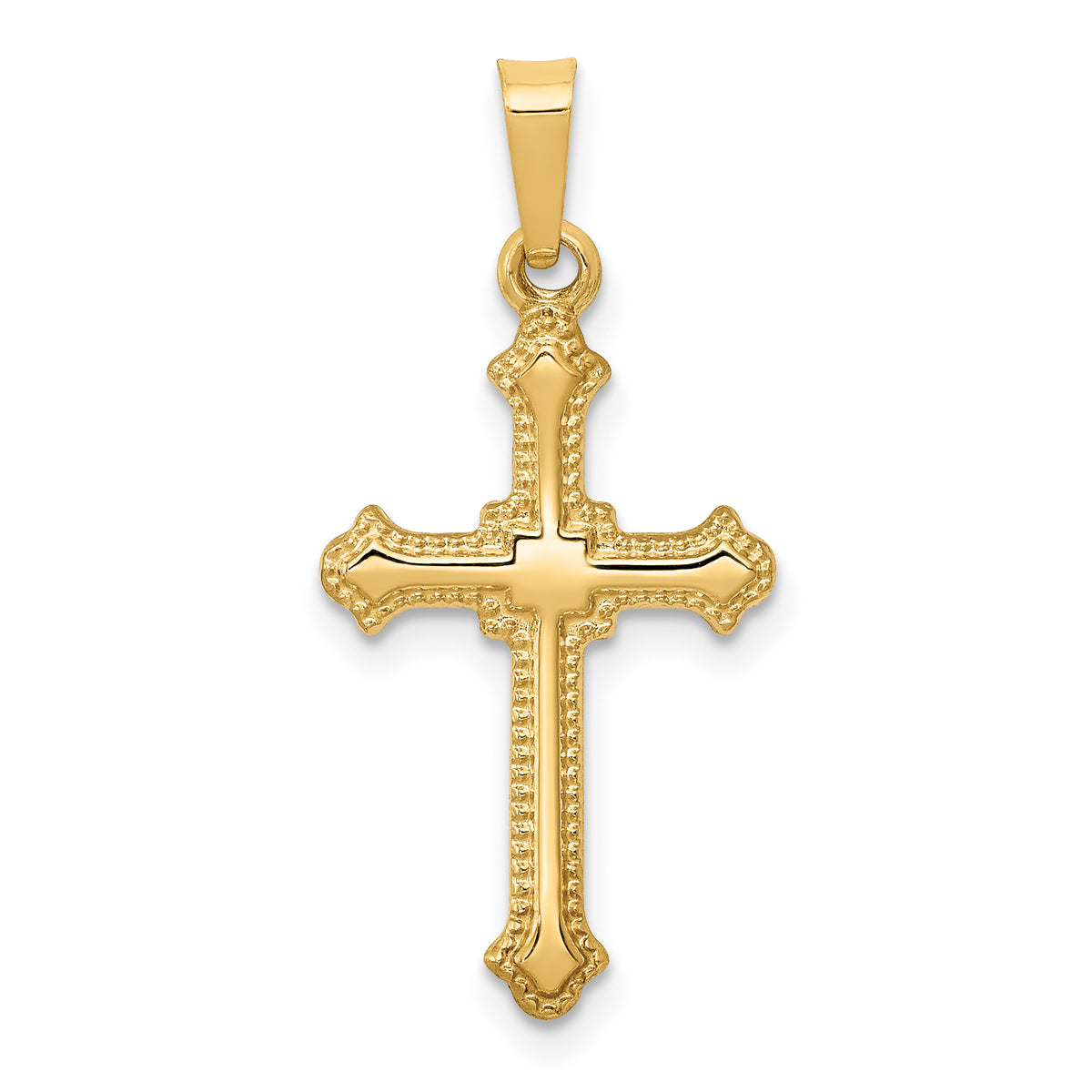 14k Polished Fleur de Lis Cross Pendant