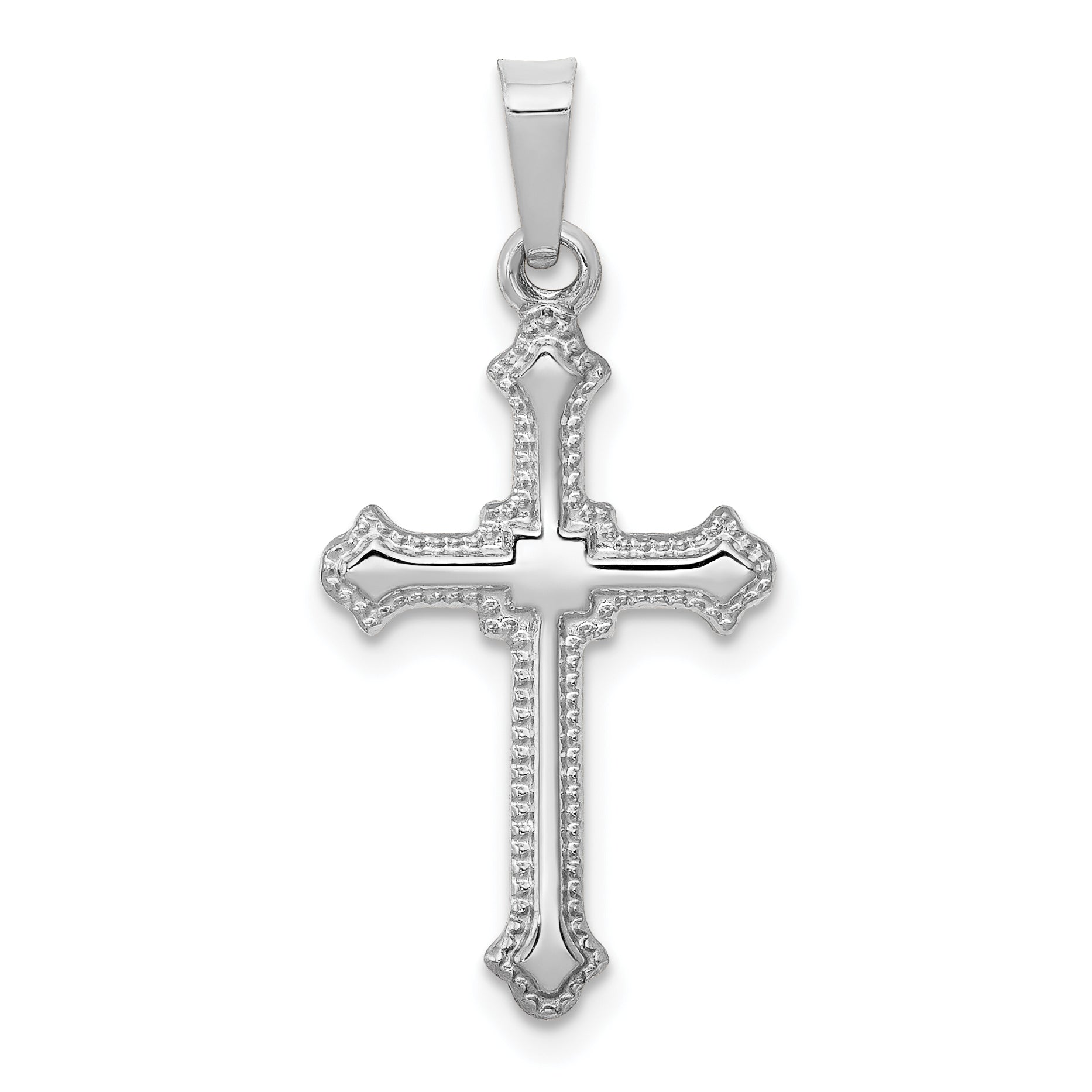 14k White Gold Polished Cross Pendant