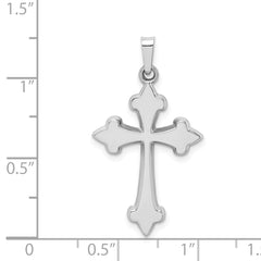 14K White Gold Polished Fleur de Lis Cross Pendant