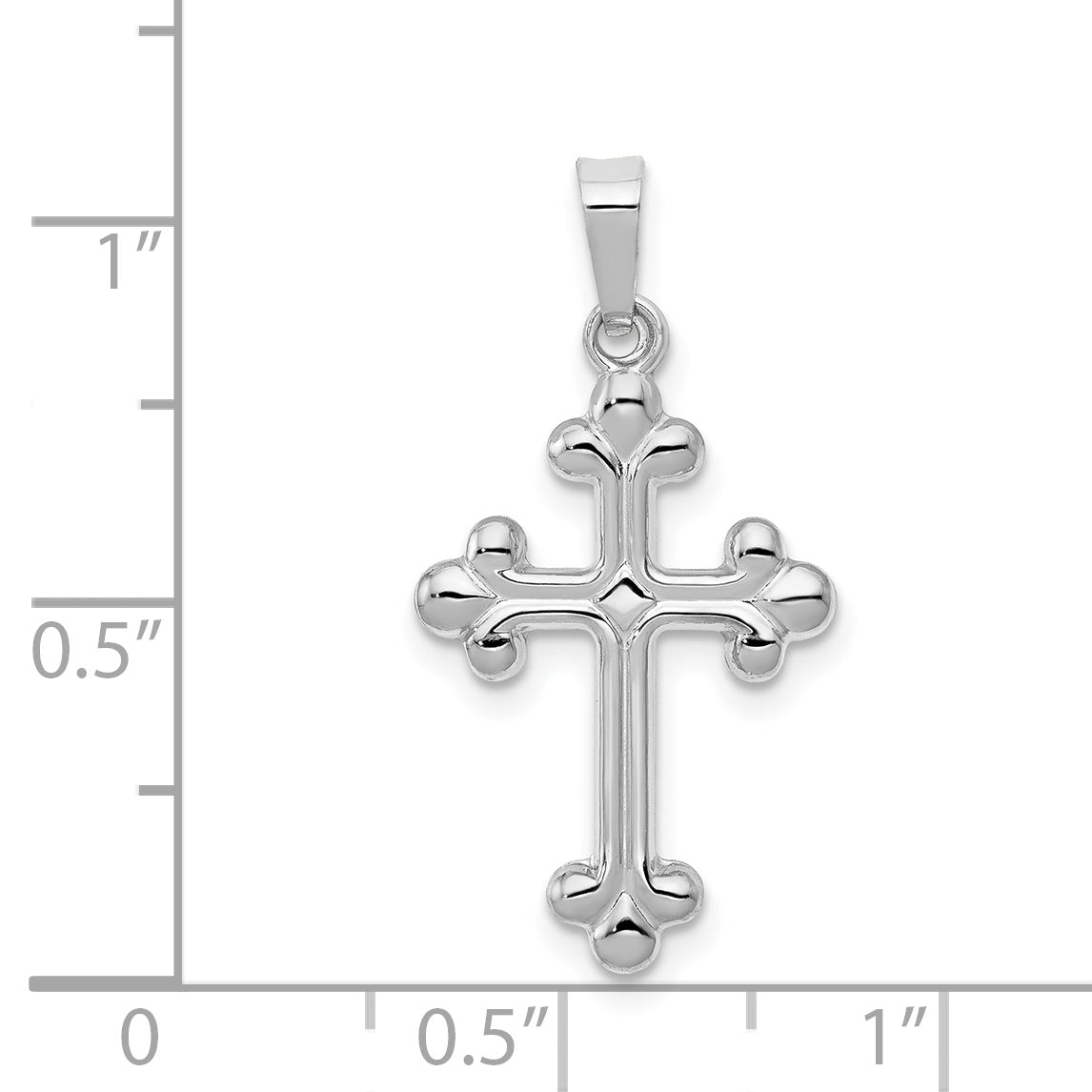 14K White Gold Polished Budded Cross Pendant