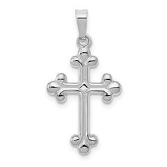 14k White Gold Polished Budded Cross Pendant