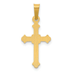 14K Polished Small Fleur de Lis Cross Pendant