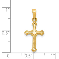 14K Polished Small Fleur de Lis Cross Pendant