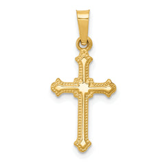 14k Polished Small Fleur de Lis Cross Pendant