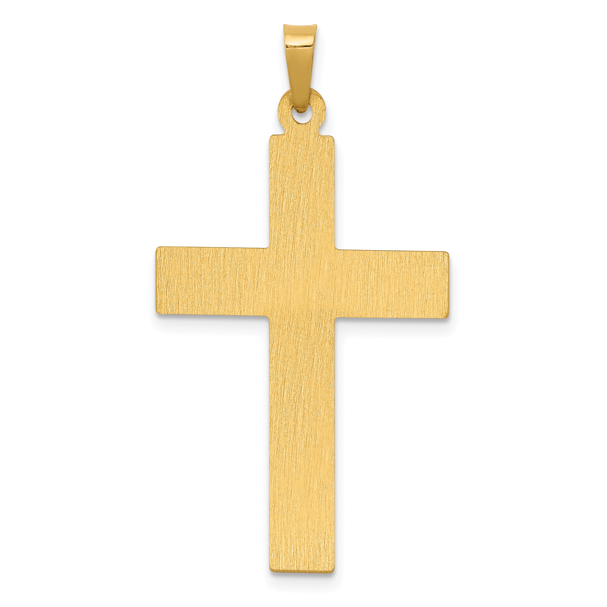 14K w/Rhodium Polished & Satin Cross w/Dove Pendant