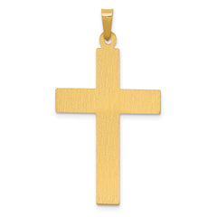 14K w/Rhodium Polished & Satin Cross w/Dove Pendant