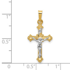 14K Two-tone Polished INRI Crucifix Pendant