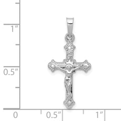 14K White Gold Polished INRI Crucifix Pendant