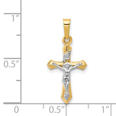 14K Two-tone Polished INRI Crucifix Pendant