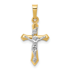 14k Two-tone Polished INRI Crucifix Pendant