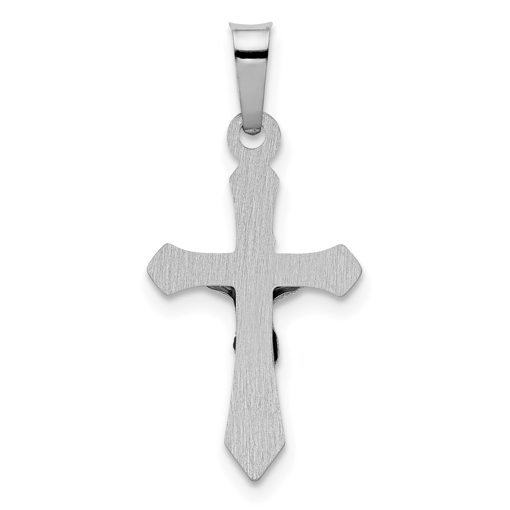 14K White Gold Polished INRI Crucifix Pendant