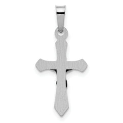 14K White Gold Polished INRI Crucifix Pendant