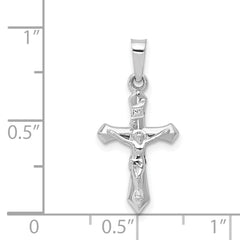 14K White Gold Polished INRI Crucifix Pendant