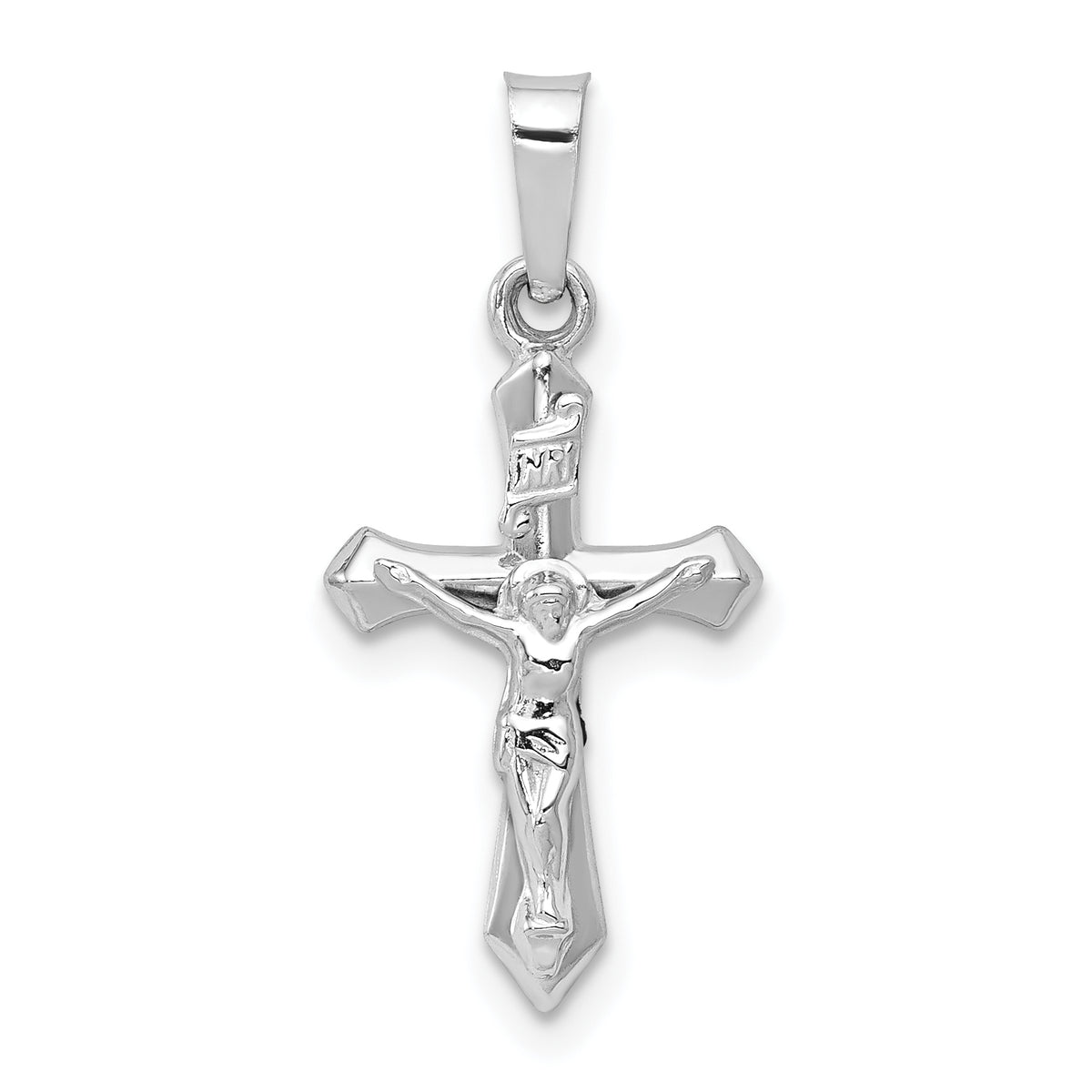 14k White Gold Polished INRI Crucifix Pendant