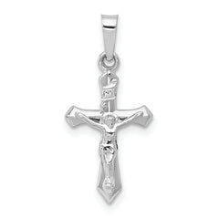 14k White Gold Polished INRI Crucifix Pendant