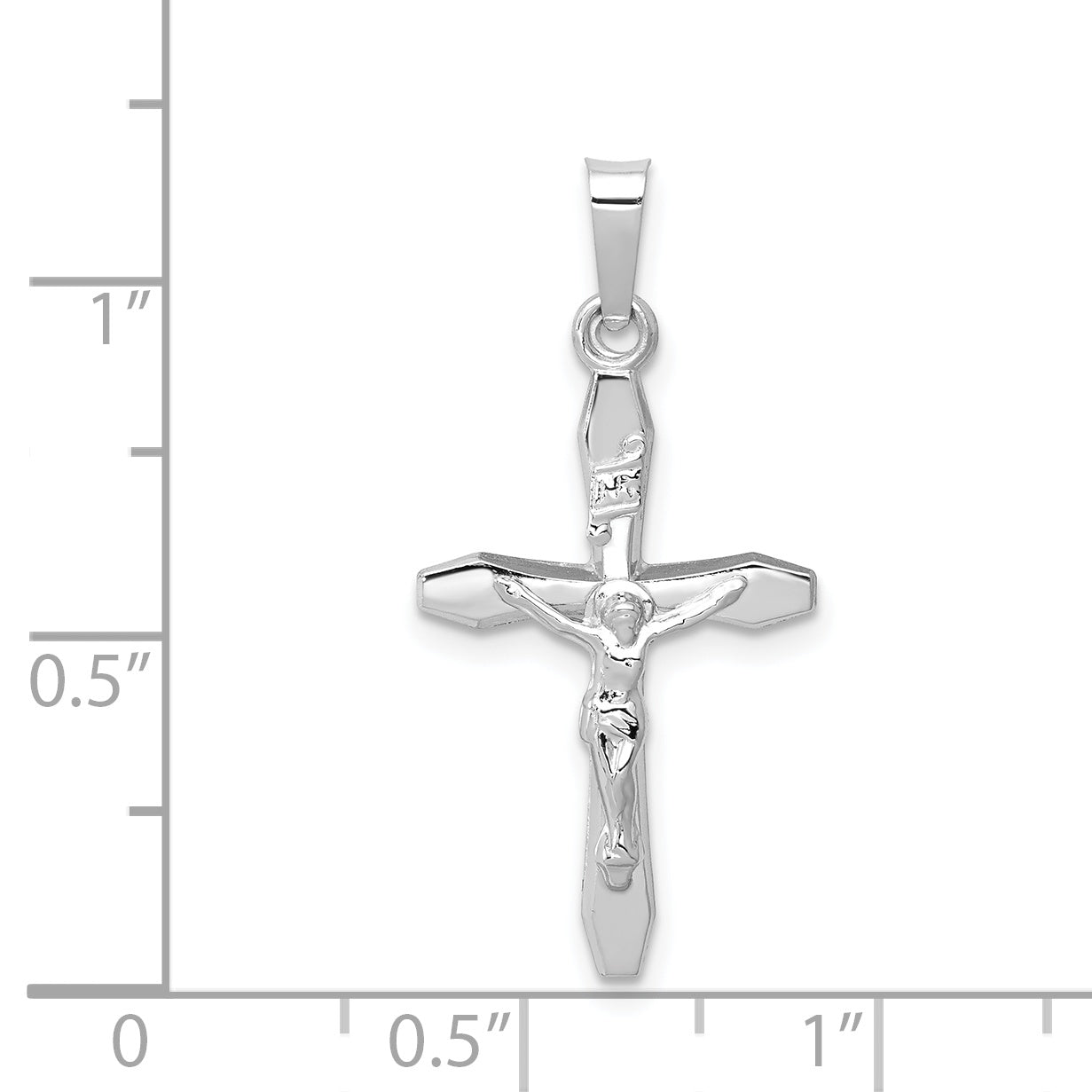 14K White Gold Polished INRI Crucifix Pendant