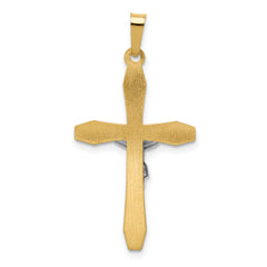 14K Two-tone Polished INRI Crucifix Pendant