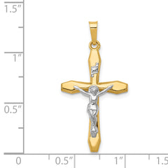 14K Two-tone Polished INRI Crucifix Pendant