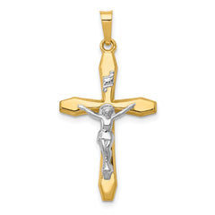 14k Two-tone Polished INRI Crucifix Pendant