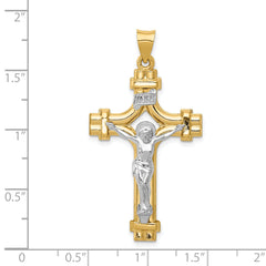 14K Two-tone Polished INRI Crucifix Pendant