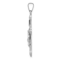 14K White Gold Polished INRI Crucifix Pendant