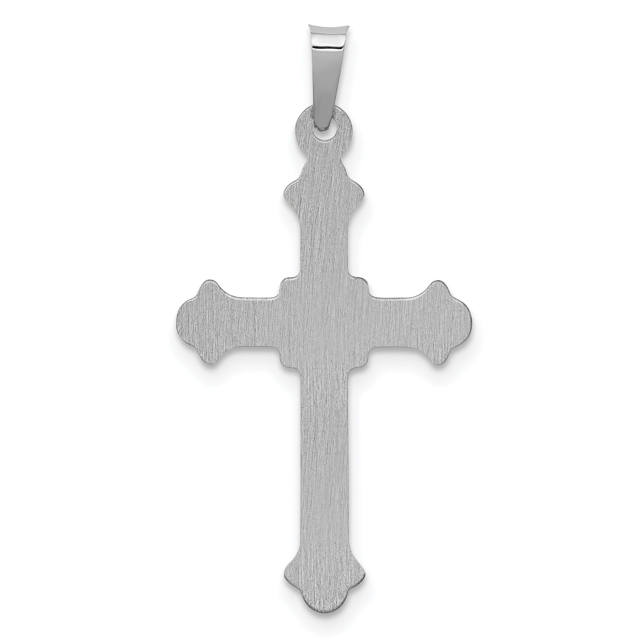 14K White Gold Polished INRI Crucifix Pendant