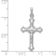 14K White Gold Polished INRI Crucifix Pendant