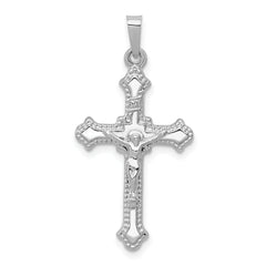 14k White Gold Polished INRI Crucifix Pendant