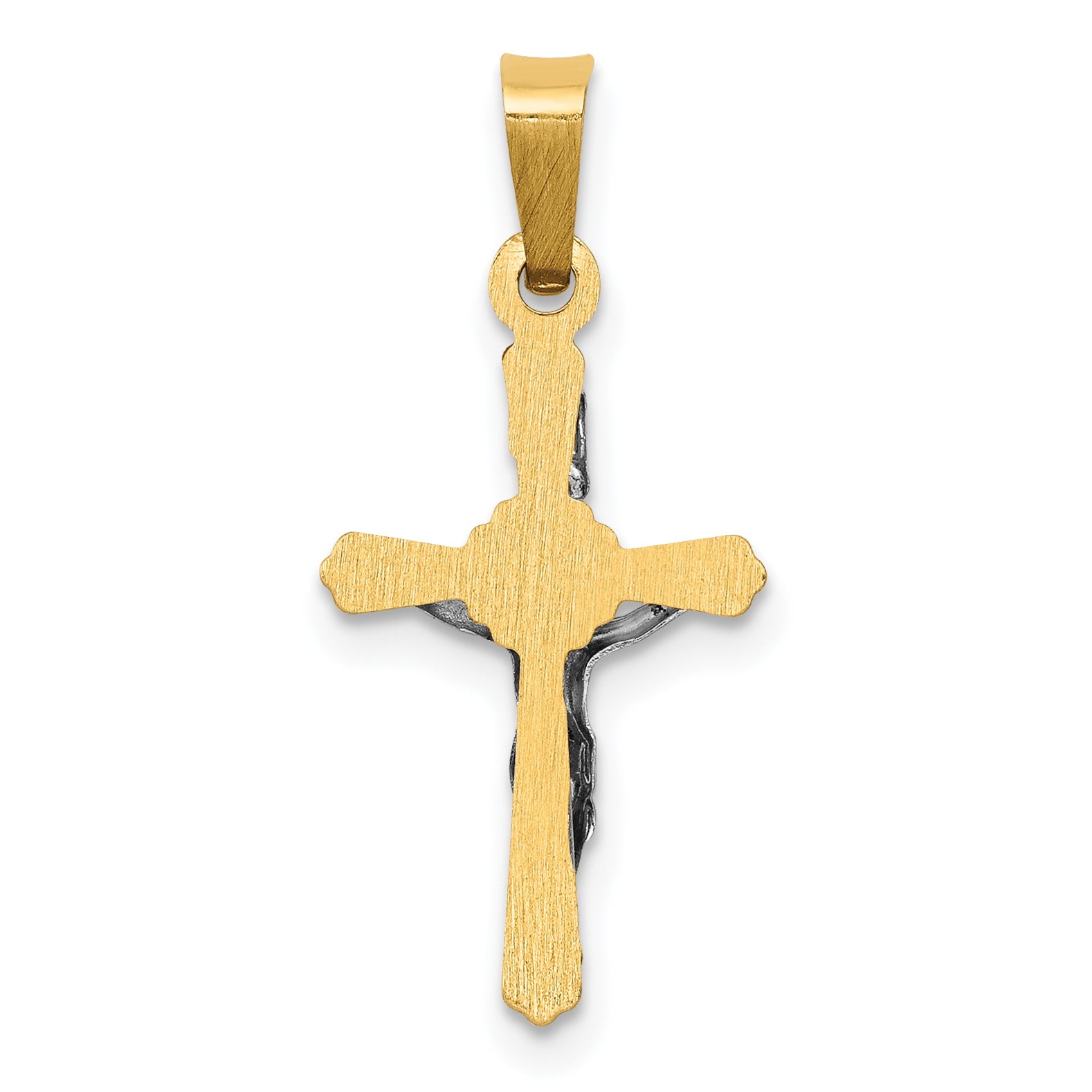 14K Two-tone Polished INRI Crucifix Pendant