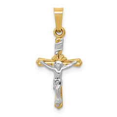 14k Two-tone Polished INRI Crucifix Pendant