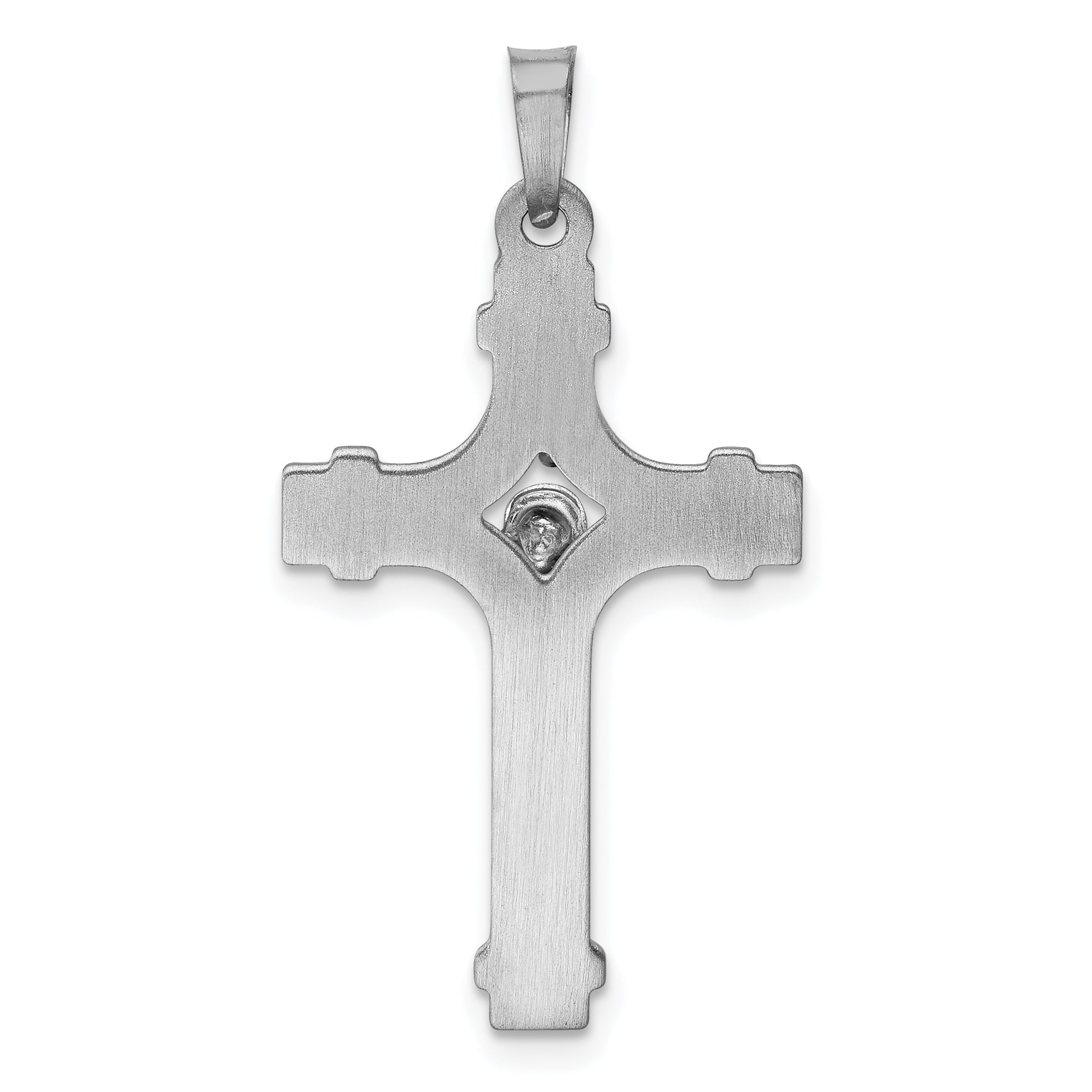 14K White Gold Polished INRI Crucifix Pendant