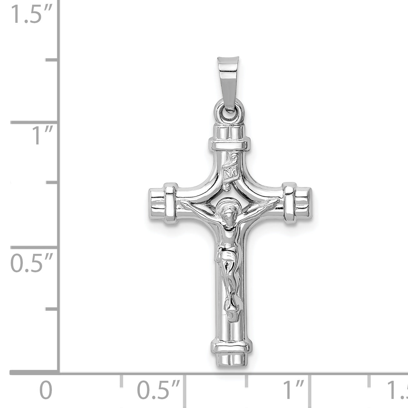 14K White Gold Polished INRI Crucifix Pendant