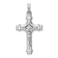 14k White Gold Polished INRI Crucifix Pendant