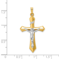 14K Two-tone Polished INRI Crucifix Pendant